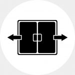 Zwei-Wege-Schiebetüren: Eine praktische und elegante Ein-/Ausgangslösung – jetzt mit einem auffälligen schwarzen Symbol